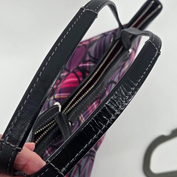 Coach Plaid Logo Tote - Black/Purple/Pink - Picture 4 of 6